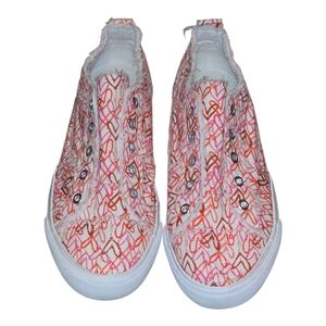 Corkys Babalu Red Pink White Heart Slip-On Sneakers with‎ Canvas Material Size 9